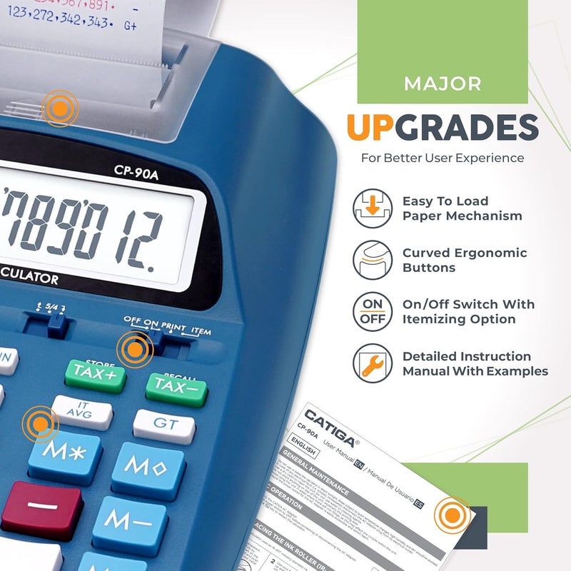 CATIGA New & Upgraded 2025 Printing Calculator Adding Machine 10 Key, Desktop Home Office Calculator with Paper Roll Print Out, Accounting Business Finance - Image 2